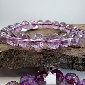 Elegant Amethyst Faceted Crystal Bracelet 10mm Beads